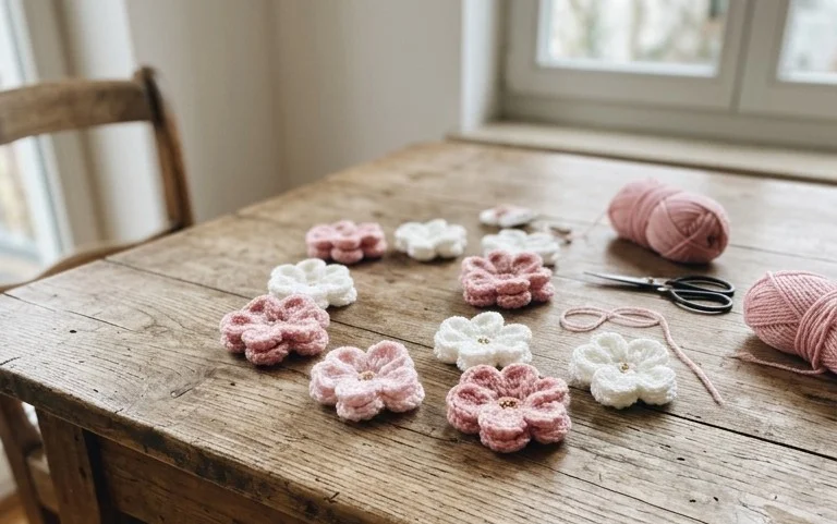 DIY Blumen aus Stickgarn mit Pappschablone – Einfach lernen