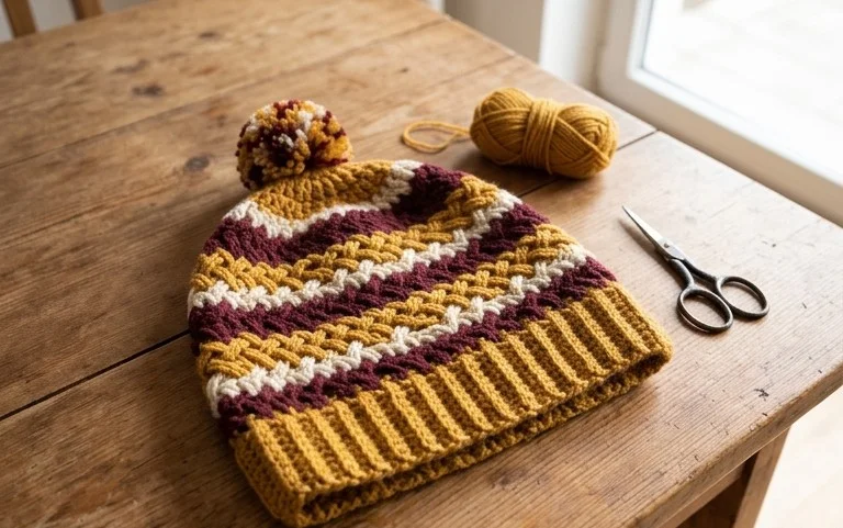 Beanie mit keltischem Muster häkeln: Kostenlose Anleitung