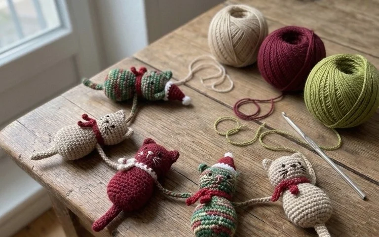 Festliche Katzen Lichterkette häkeln: Anleitung & DIY