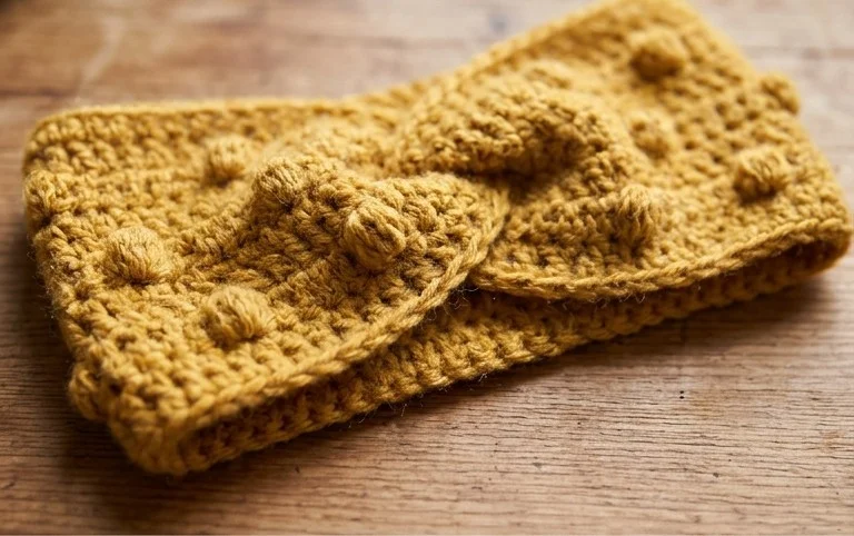 How To Make a Bobble Stitch Headband- Free Crochet Pattern - A Crafty Concept